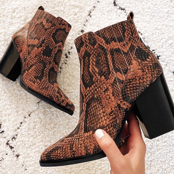 Marc Fisher Alva Snake Western Heeled Ankle Boots - Picture 3 of 7